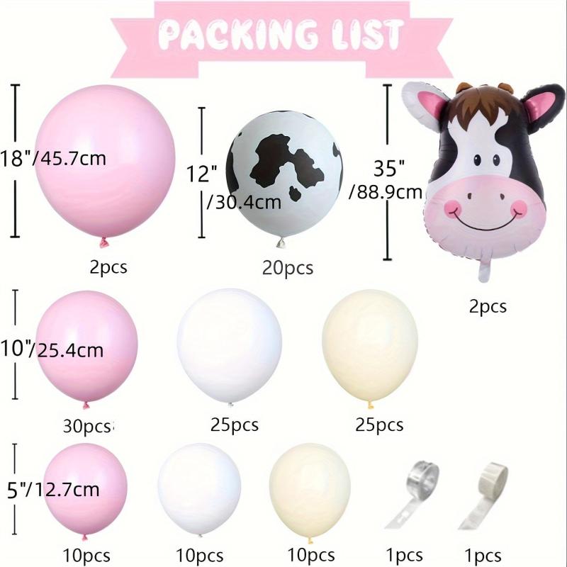 134pcs Farm Animal Cow Print Balloons with Pastel Yellow Balloons