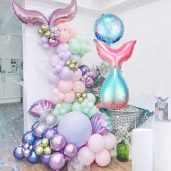 Mermaid Balloon Garland Kit Purple Pink Aqua Green Balloons & Bubble