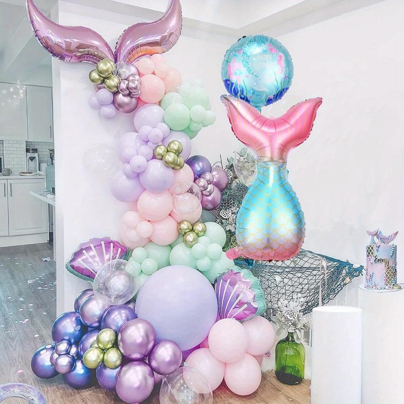 Mermaid Balloon Garland Kit Purple Pink Aqua Green Balloons & Bubble