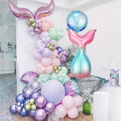 Mermaid Balloon Garland Kit Purple Pink Aqua Green Balloons & Bubble