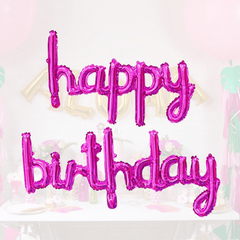 Rose Red Birthday Banner and Balloon Set