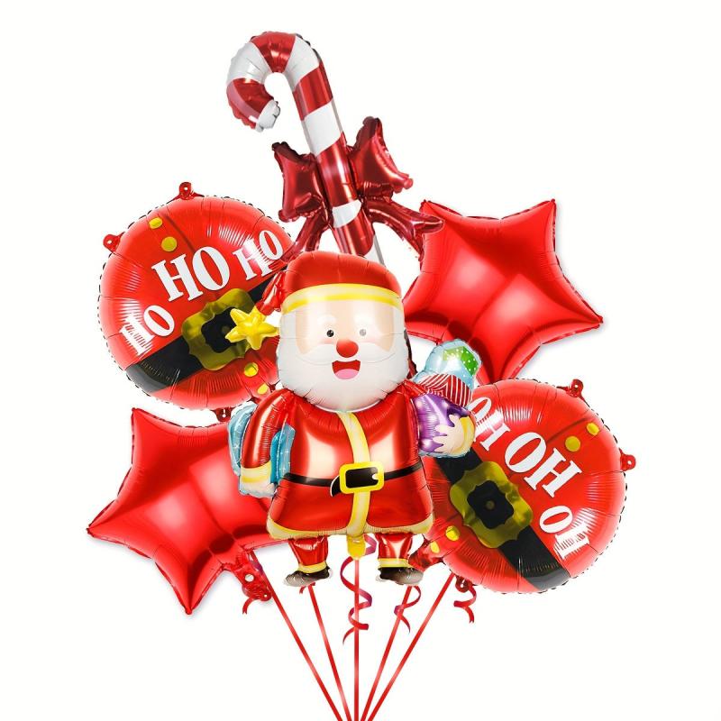 6pcs Christmas Party Decoration Supplies Happy Birthday Foil Balloon