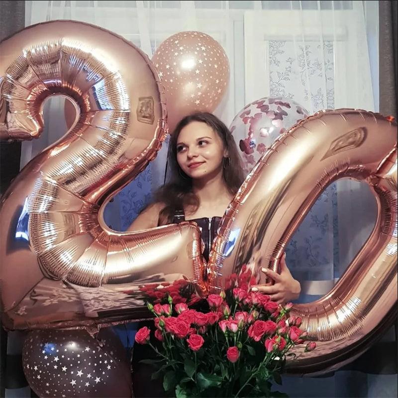 32 Inch Rose Number Balloon 0 9 Birthday Anniversary Party Decoration Balloon