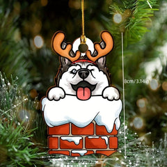 Christmas Acrylic Dog Pendant Holiday Decoration