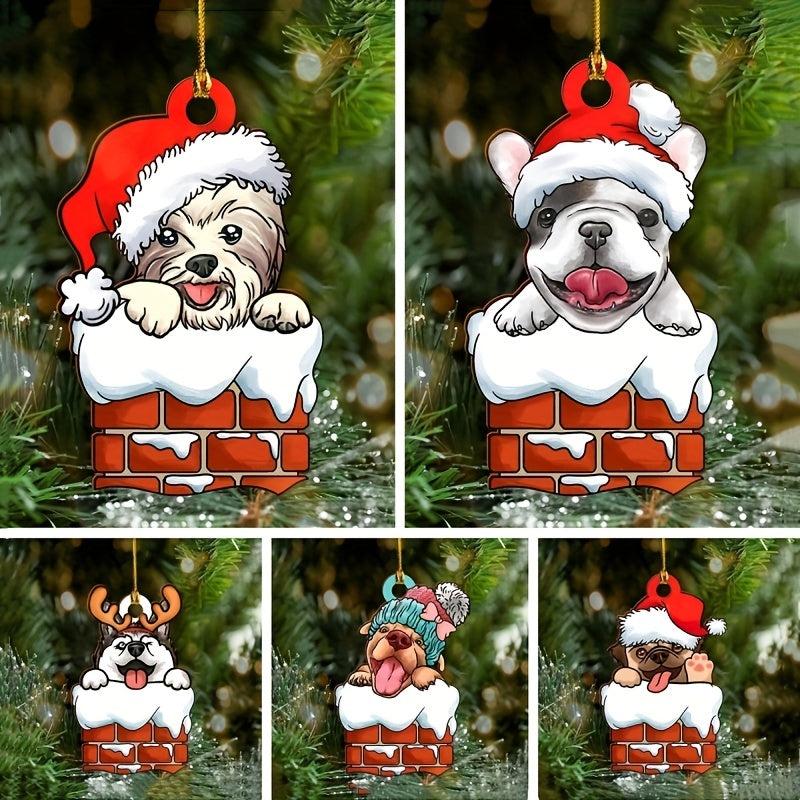 Christmas Acrylic Dog Pendant Holiday Decoration