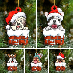 Christmas Acrylic Dog Pendant Holiday Decoration