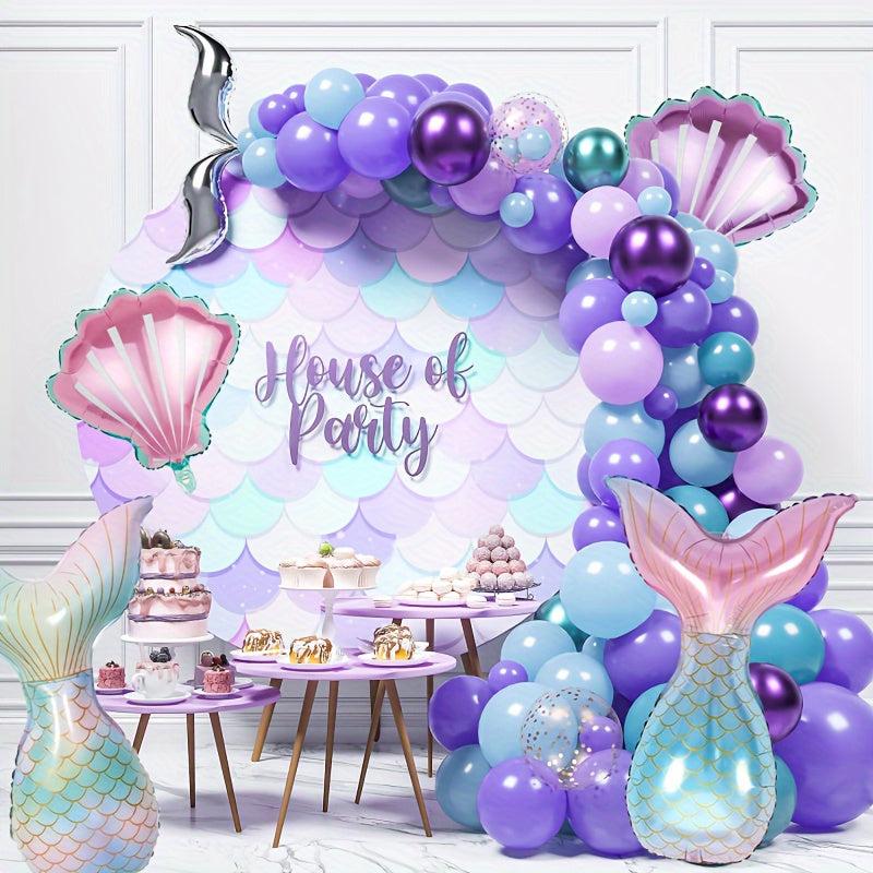 Mermaid Tail Balloons Seashell Foil Balloon Set Under The Sea Theme Birthday