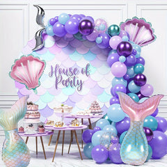 Mermaid Tail Balloons Seashell Foil Balloon Set Under The Sea Theme Birthday