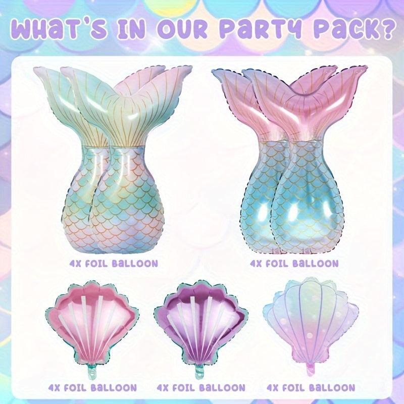 Mermaid Tail Balloons Seashell Foil Balloon Set Under The Sea Theme Birthday