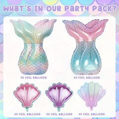 Mermaid Tail Balloons Seashell Foil Balloon Set Under The Sea Theme Birthday