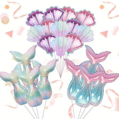 Mermaid Tail Balloons Seashell Foil Balloon Set Under The Sea Theme Birthday