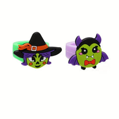6pcs Halloween Rings for Children Witch Pumpkin Ghost Skull Finger Rings