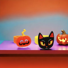 6pcs Halloween Rings for Children Witch Pumpkin Ghost Skull Finger Rings