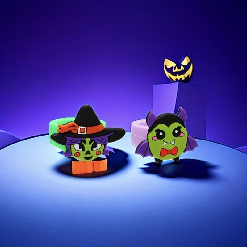 6pcs Halloween Rings for Children Witch Pumpkin Ghost Skull Finger Rings