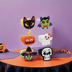 6pcs Halloween Rings for Children Witch Pumpkin Ghost Skull Finger Rings