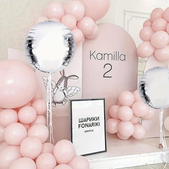 6pcs 55-88cm 4D Round Silvery Balloon for Bachelorette Wedding Birthday Decor