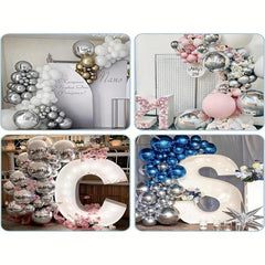6pcs 55-88cm 4D Round Silvery Balloon for Bachelorette Wedding Birthday Decor