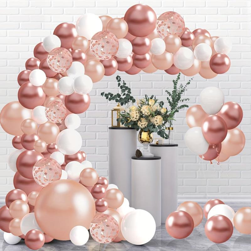 138pcs Rose Golden Balloon Arch Kit For Birthday Wedding Party