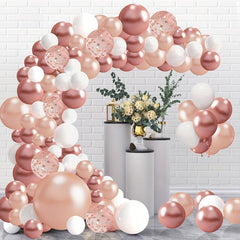 138pcs Rose Golden Balloon Arch Kit For Birthday Wedding Party