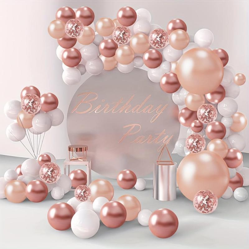 138pcs Rose Golden Balloon Arch Kit For Birthday Wedding Party