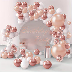 138pcs Rose Golden Balloon Arch Kit For Birthday Wedding Party