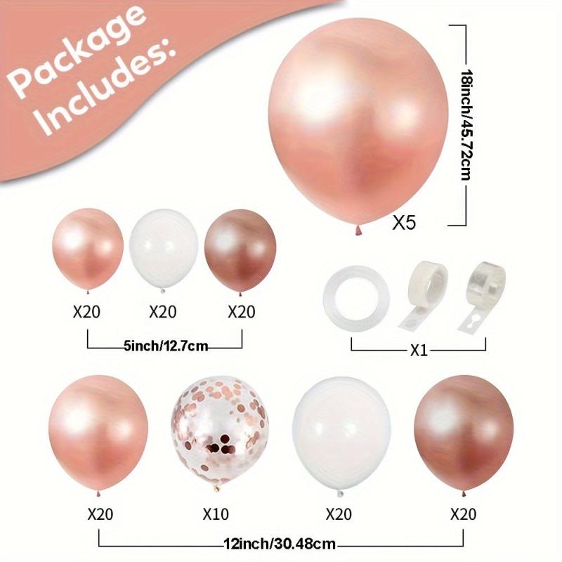 138pcs Rose Golden Balloon Arch Kit For Birthday Wedding Party