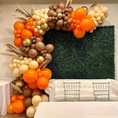 133pcs Orange Golden Balloons Arch Garland Kit Autumn Party Decor