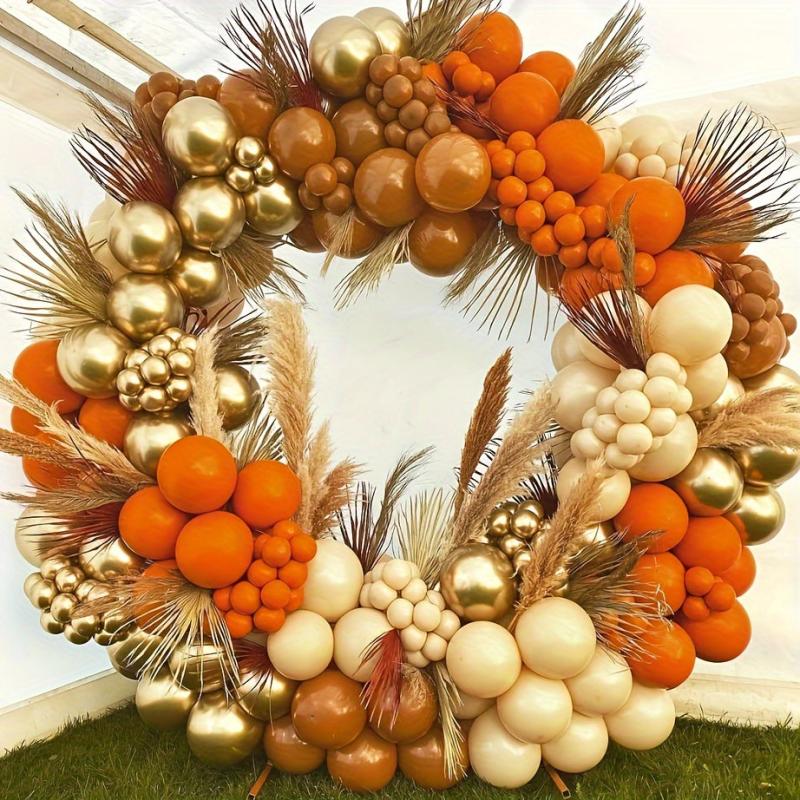 133pcs Orange Golden Balloons Arch Garland Kit Autumn Party Decor