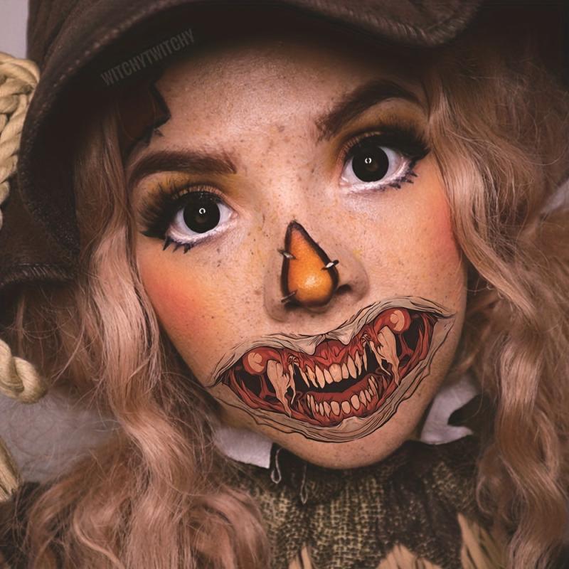 3pcs Halloween Party Decoration Mouth Tattoo Paste
