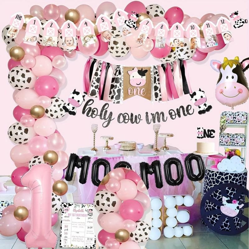 Cow 1st Birthday Party Decorations Farm Supplies Animal Cow Party Decor