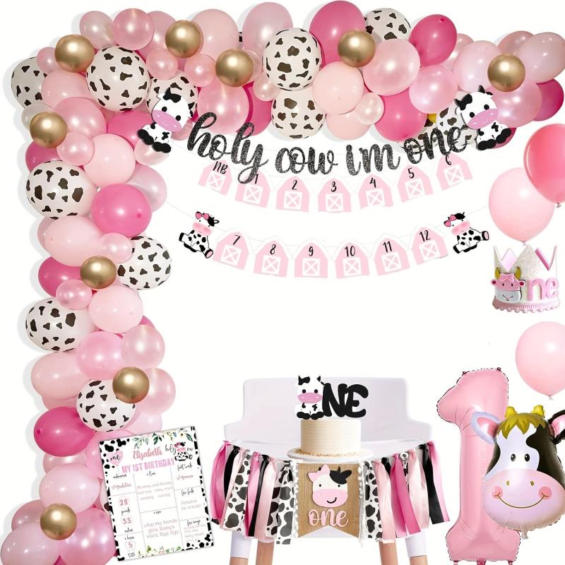 Cow 1st Birthday Party Decorations Farm Supplies Animal Cow Party Decor