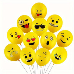 20pcs Yellow Smile Face Balloons with Expressions for Party