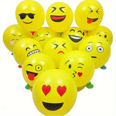 20pcs Yellow Smile Face Balloons with Expressions for Party