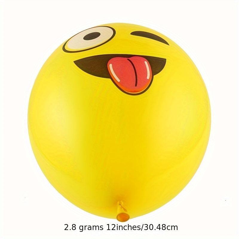 20pcs Yellow Smile Face Balloons with Expressions for Party