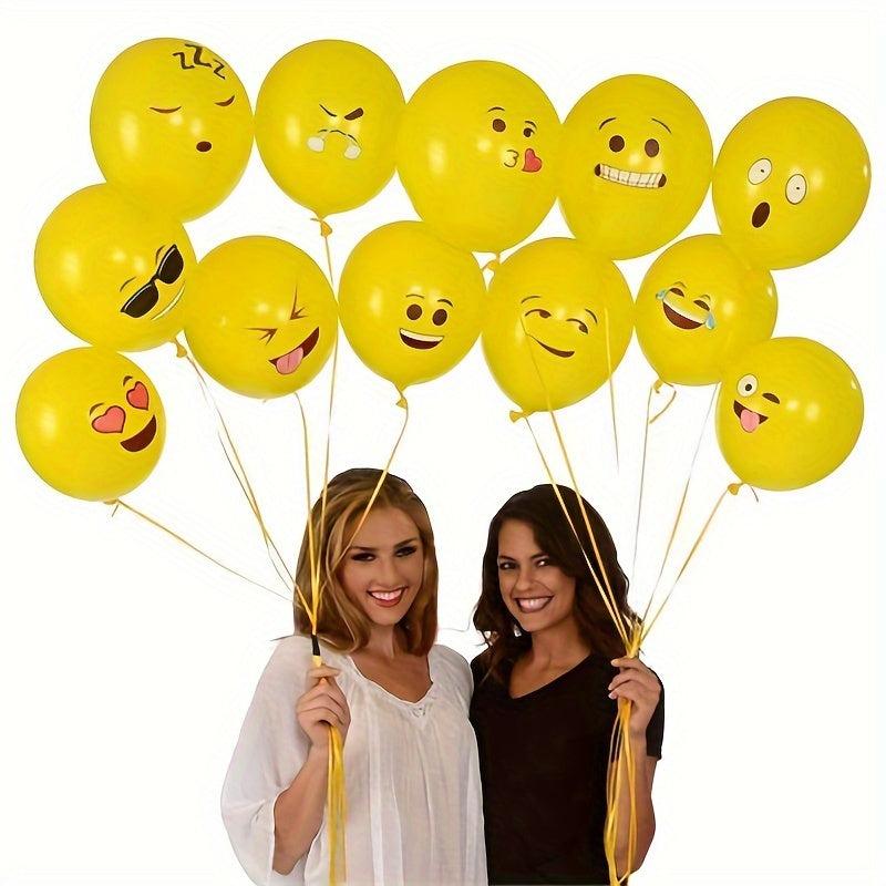 20pcs Yellow Smile Face Balloons with Expressions for Party