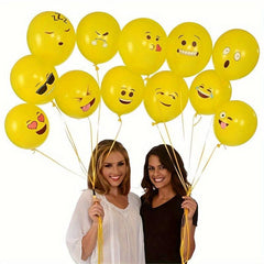 20pcs Yellow Smile Face Balloons with Expressions for Party