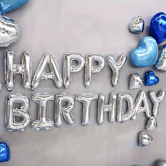 45pcs Silvery Happy Birthday Balloon Set Pink Golden 45 72 Cm Love Balloon