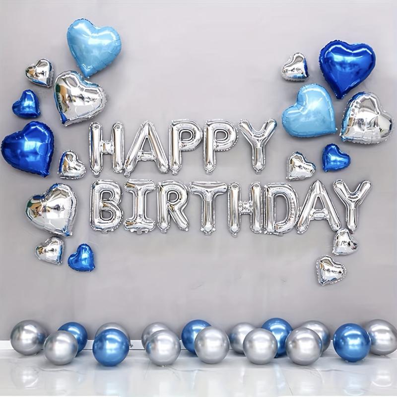 45pcs Silvery Happy Birthday Balloon Set Pink Golden 45 72 Cm Love Balloon