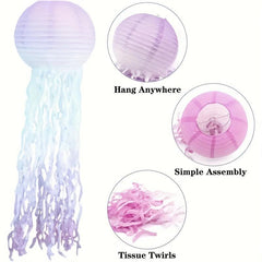 Jellyfish Lantern 10 Inch Gradient Pink With Beard Gradient Lantern
