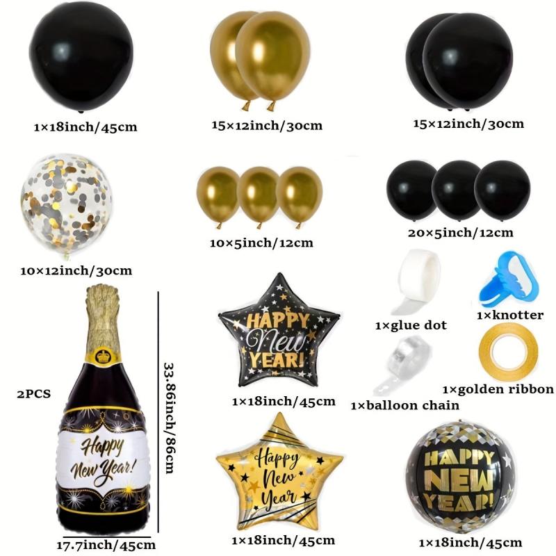 80pcs Golden Theme Year Balloon Chain Set for Party Decoration