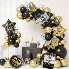 80pcs Golden Theme Year Balloon Chain Set for Party Decoration