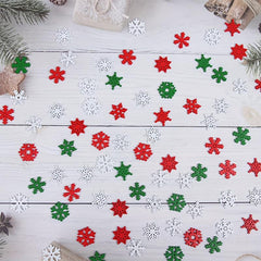 50pcs Red Green Snowflake Wood Chips Christmas Confetti