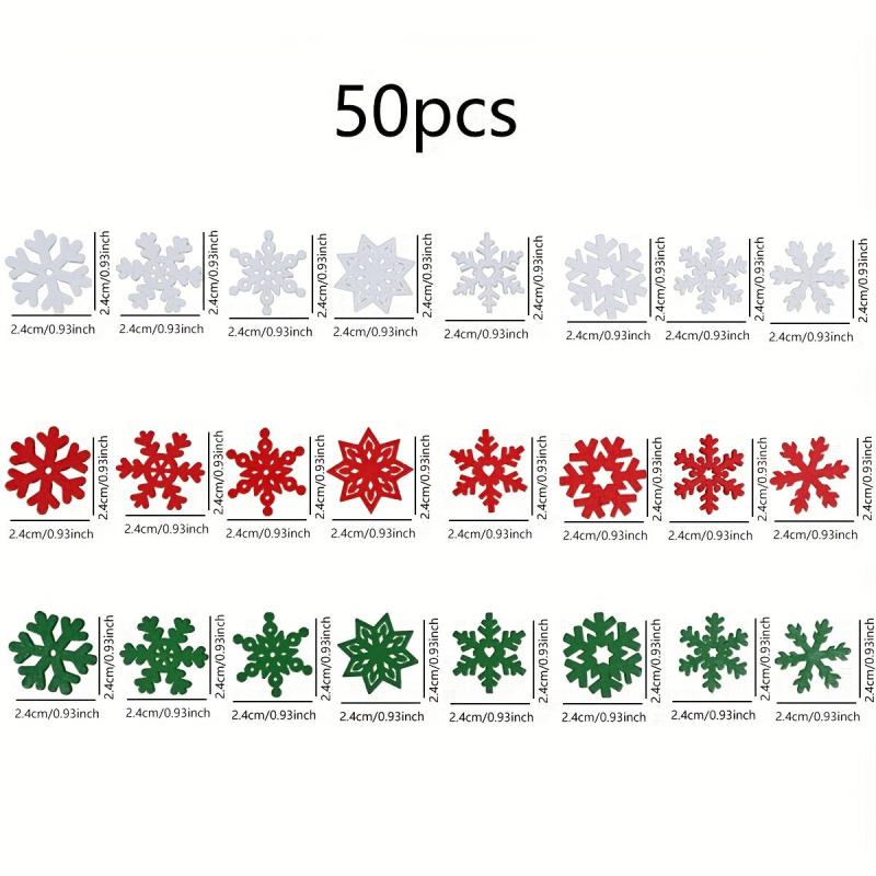 50pcs Red Green Snowflake Wood Chips Christmas Confetti