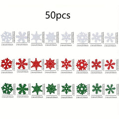 50pcs Red Green Snowflake Wood Chips Christmas Confetti