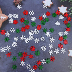 50pcs Red Green Snowflake Wood Chips Christmas Confetti