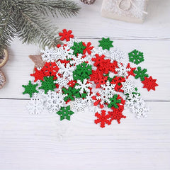 50pcs Red Green Snowflake Wood Chips Christmas Confetti
