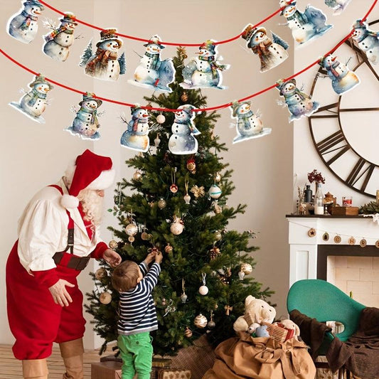 9pcs Snowman Christmas Pull Flag Decoration Hanging Tag