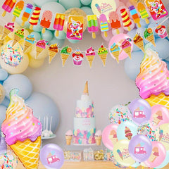 59pcs Ice Cream Party Decorations Large Ice Cream Balloon Summer Sweet Ice Cream