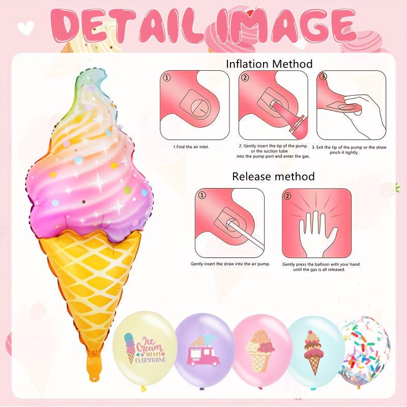 59pcs Ice Cream Party Decorations Large Ice Cream Balloon Summer Sweet Ice Cream