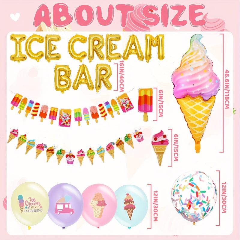 59pcs Ice Cream Party Decorations Large Ice Cream Balloon Summer Sweet Ice Cream